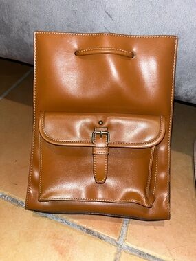 Unique Unisex Cognac Brown Versatile Sling Bag Book Bag Backpack Crossbody Bag